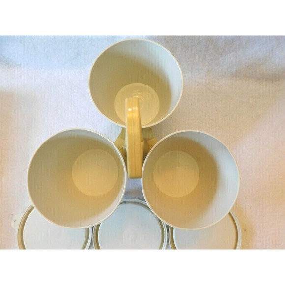 Vintage Tupperware Almond 757-3 Condiment Caddy Server W/ 3 Lids 733-1 - Picture 6 of 8